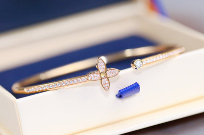 [Perla Lux]IDYLLE PINK GOLD OPEN BRACELET DIAMOND PAVED