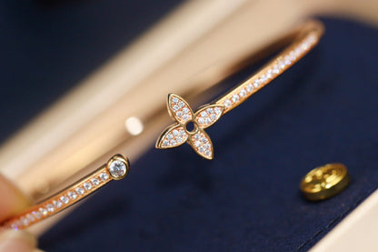 [Perla Lux]IDYLLE PINK GOLD OPEN BRACELET DIAMOND PAVED
