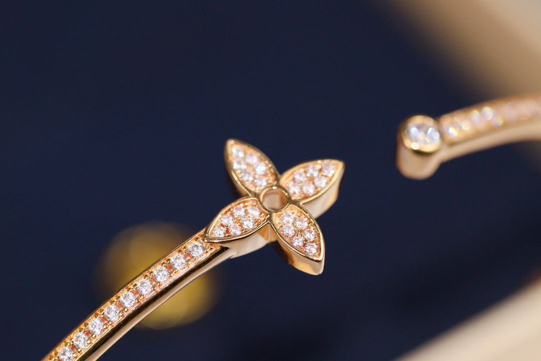 [Perla Lux]IDYLLE PINK GOLD OPEN BRACELET DIAMOND PAVED