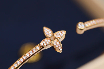 [Perla Lux]IDYLLE PINK GOLD OPEN BRACELET DIAMOND PAVED