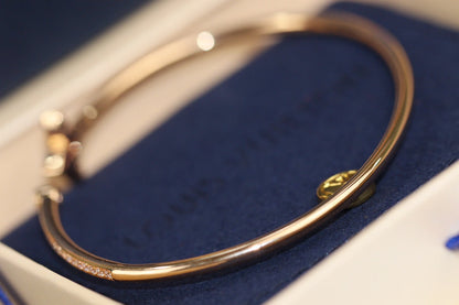 [Perla Lux]IDYLLE PINK GOLD OPEN BRACELET DIAMOND PAVED