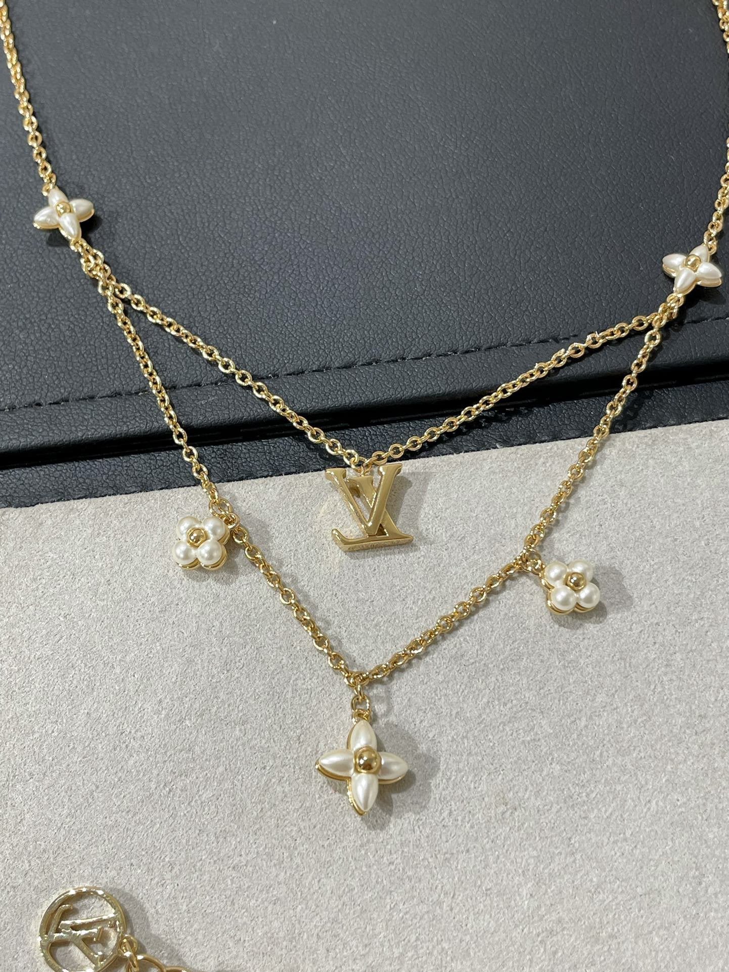 [Perla Lux]FLOWERGRAM GOLD MOP DOUBLE ROW NECKLACE