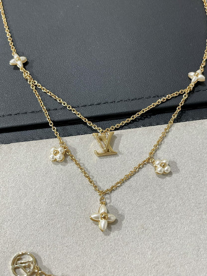 [Perla Lux]FLOWERGRAM GOLD MOP DOUBLE ROW NECKLACE