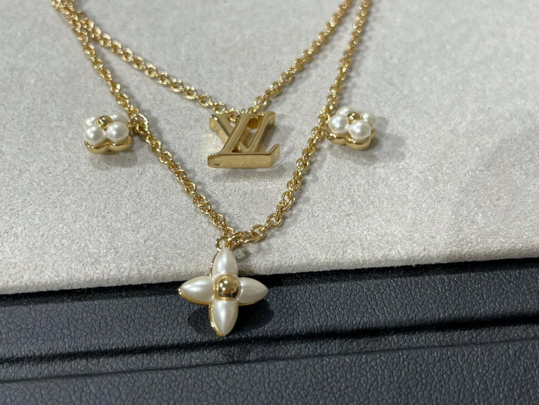 [Perla Lux]FLOWERGRAM GOLD MOP DOUBLE ROW NECKLACE