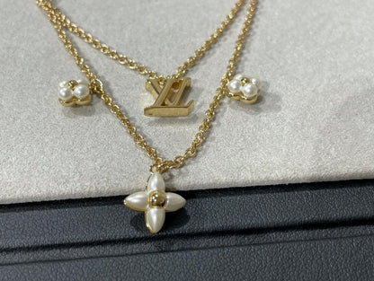 [Perla Lux]FLOWERGRAM GOLD MOP DOUBLE ROW NECKLACE