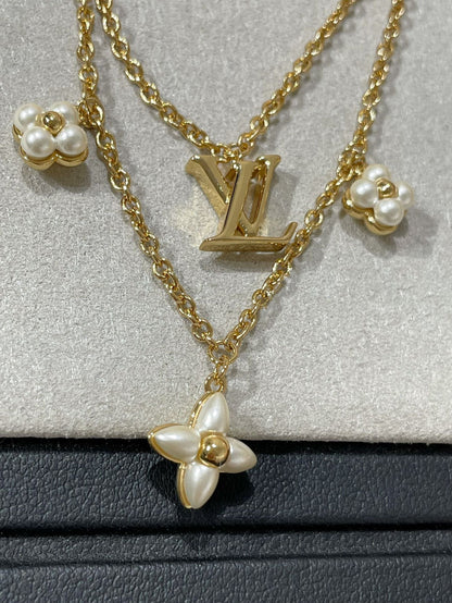 [Perla Lux]FLOWERGRAM GOLD MOP DOUBLE ROW NECKLACE