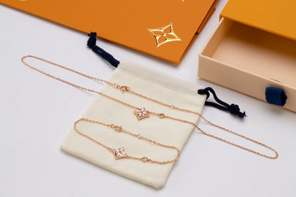 [Perla Lux]STAR PINK MOP 1 DIAMOND PINK GOLD NECKLACE