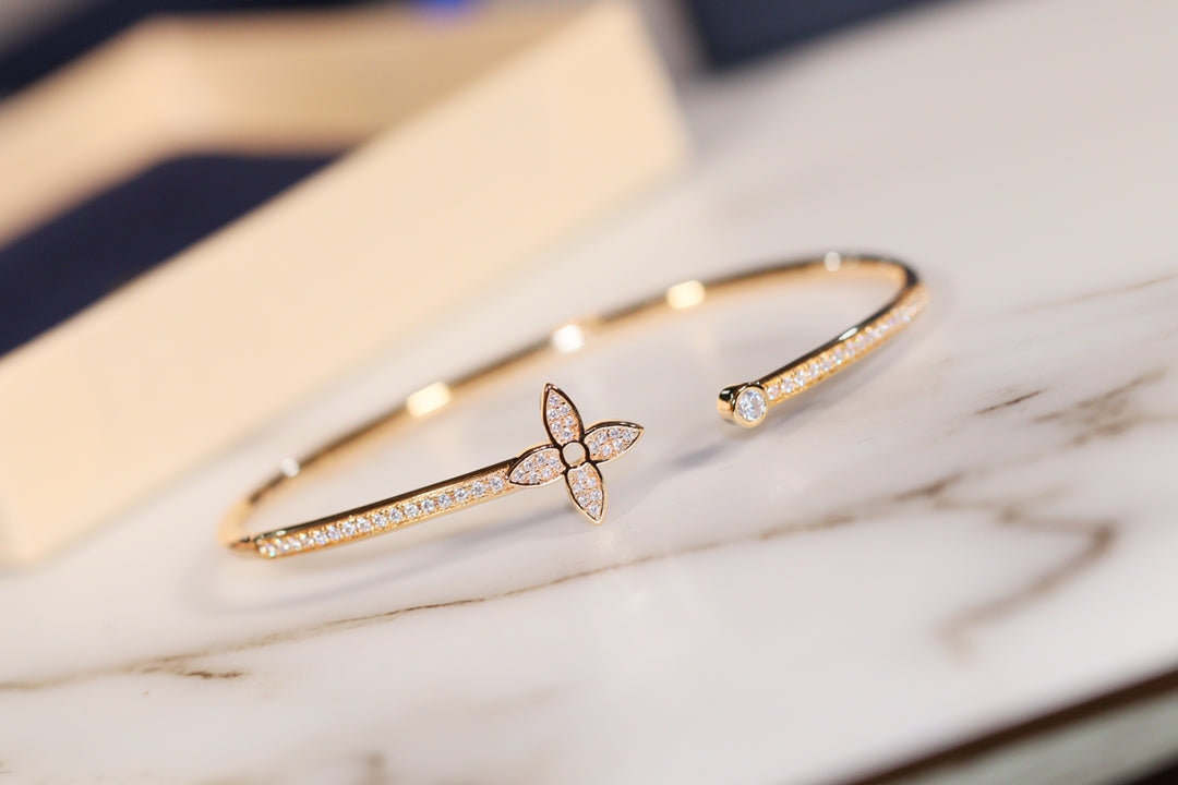 [Perla Lux]IDYLLE GOLD OPEN BRACELET DIAMOND PAVED