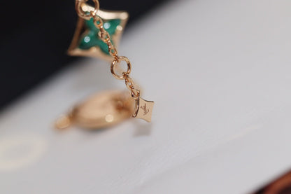 [Perla Lux]STAR AND SUN 4 MOTIF PINK GOLD MALACHITE BRACELET