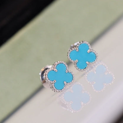 [Perla Lux]CLOVER MINI TURQUOISE SILVER STUD EARRINGS