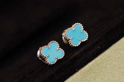 [Perla Lux]CLOVER MINI TURQUOISE SILVER STUD EARRINGS