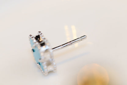 [Perla Lux]CLOVER MINI TURQUOISE SILVER STUD EARRINGS