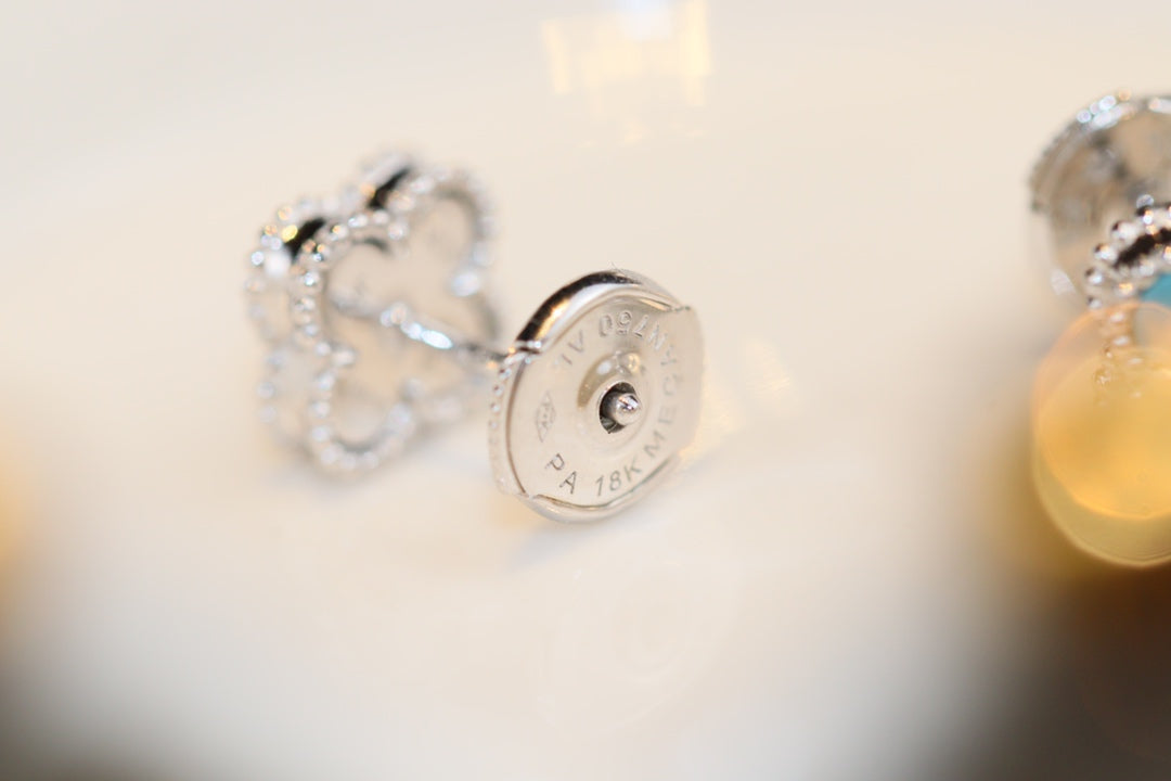 [Perla Lux]CLOVER MINI TURQUOISE SILVER STUD EARRINGS