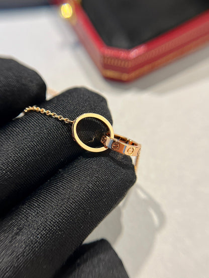 [Perla Lux]LOVE NECKLACE DOUBLE RING PINK GOLD