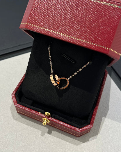 [Perla Lux]LOVE NECKLACE DOUBLE RING PINK GOLD