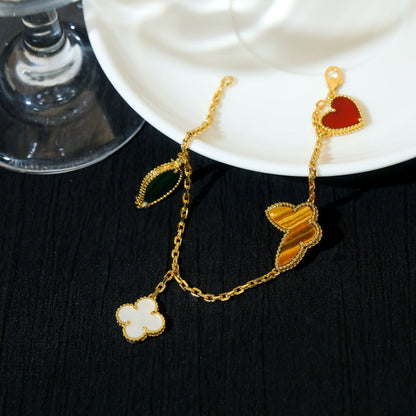 [Perla Lux]LUCKY SPRING 5 MOTIF GOLD BRACELET