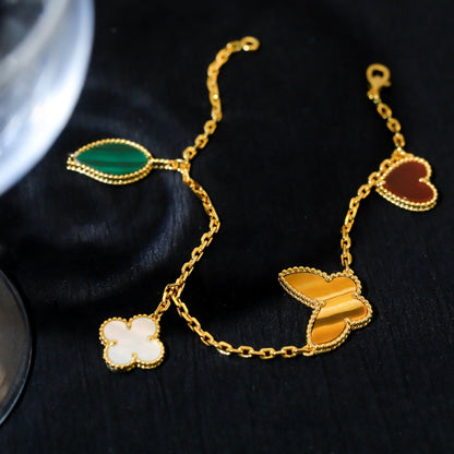[Perla Lux]LUCKY SPRING 5 MOTIF GOLD BRACELET