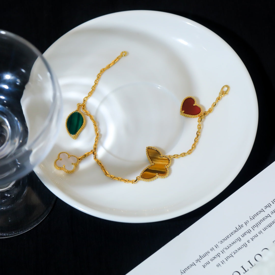 [Perla Lux]LUCKY SPRING 5 MOTIF GOLD BRACELET