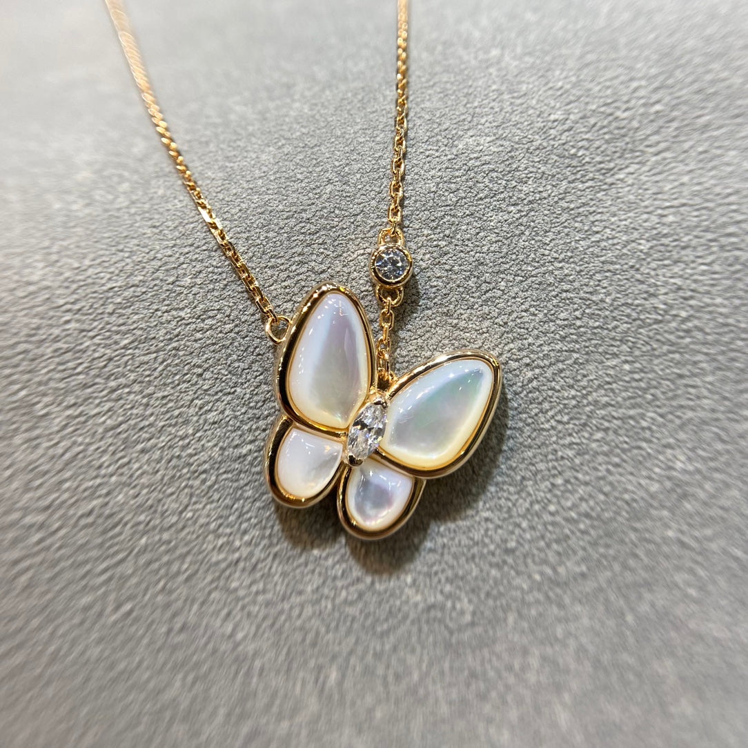 [Perla Lux]BUTTERFLY MOP DIAMOND NECKLACE