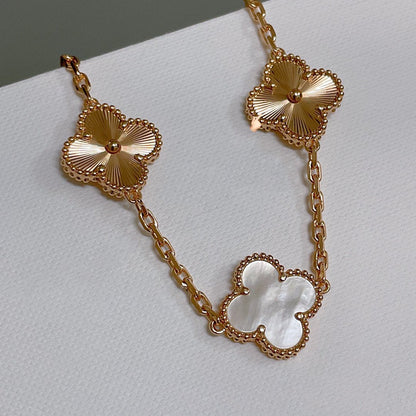 [Perla Lux]CLOVER BRACELET 5 MOTIF WHITE MOP PINK GOLD
