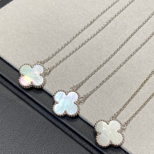 [Perla Lux]CLOVER MEDIUM SILVER WHITE MOP NECKLACE