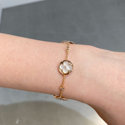 [Perla Lux]STAR AND SUN 4 MOTIF WHITE MOP PINK GOLD BRACELET