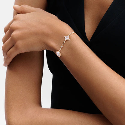 [Perla Lux]STAR AND SUN 4 MOTIF WHITE MOP PINK GOLD BRACELET