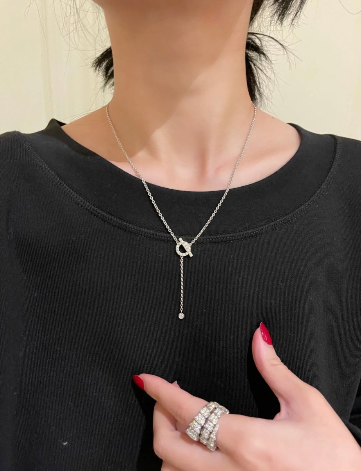[Perla Lux]FINESSE SILVER DIAMOND NECKLACE