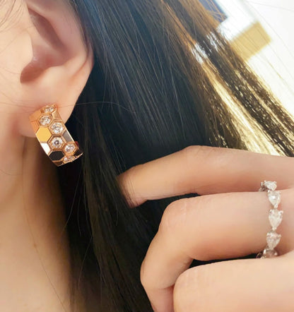 [Perla Lux]BEE LOVE DIAMOND HOOP EARRINGS