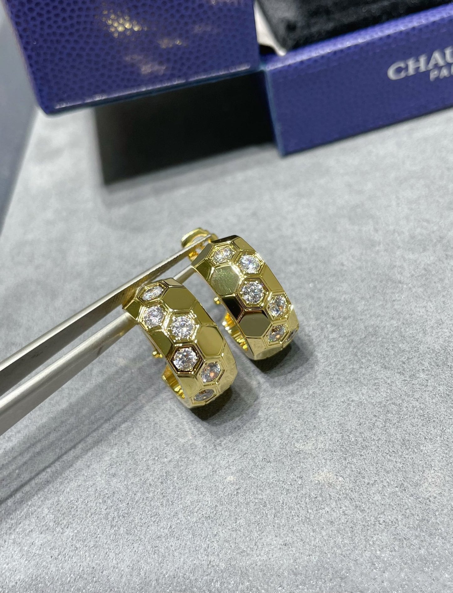 [Perla Lux]BEE LOVE DIAMOND HOOP EARRINGS
