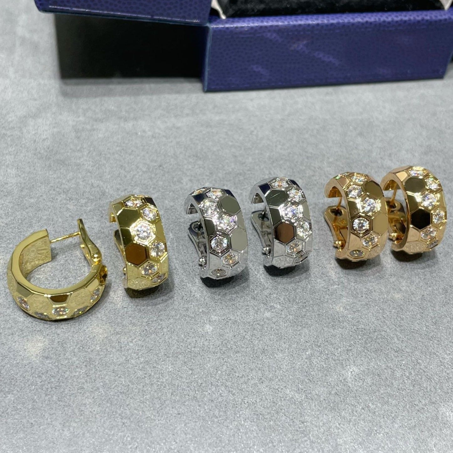 [Perla Lux]BEE LOVE DIAMOND HOOP EARRINGS