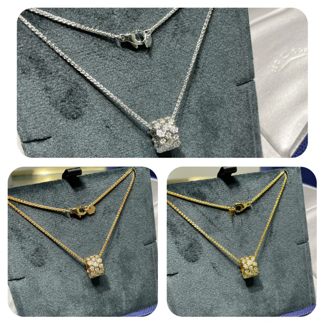 [Perla Lux]BEE LOVE DIAMOND PAVED 3 ROW NECKLACE