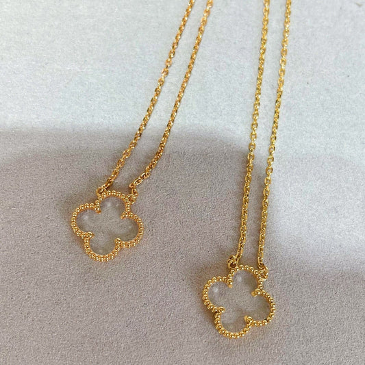 [Perla Lux]CLOVER ROCK CRYSTAL ROSE GOLD NECKLACE