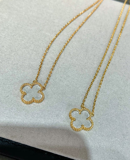[Perla Lux]CLOVER ROCK CRYSTAL ROSE GOLD NECKLACE