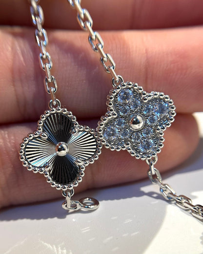 [Perla Lux]CLOVER 5 MOTIF SILVER DIAMOND BRACELET