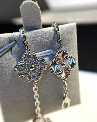 [Perla Lux]CLOVER 5 MOTIF SILVER DIAMOND BRACELET