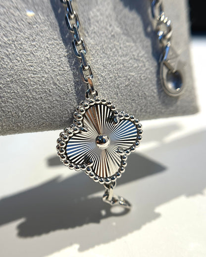 [Perla Lux]CLOVER 5 MOTIF SILVER DIAMOND BRACELET