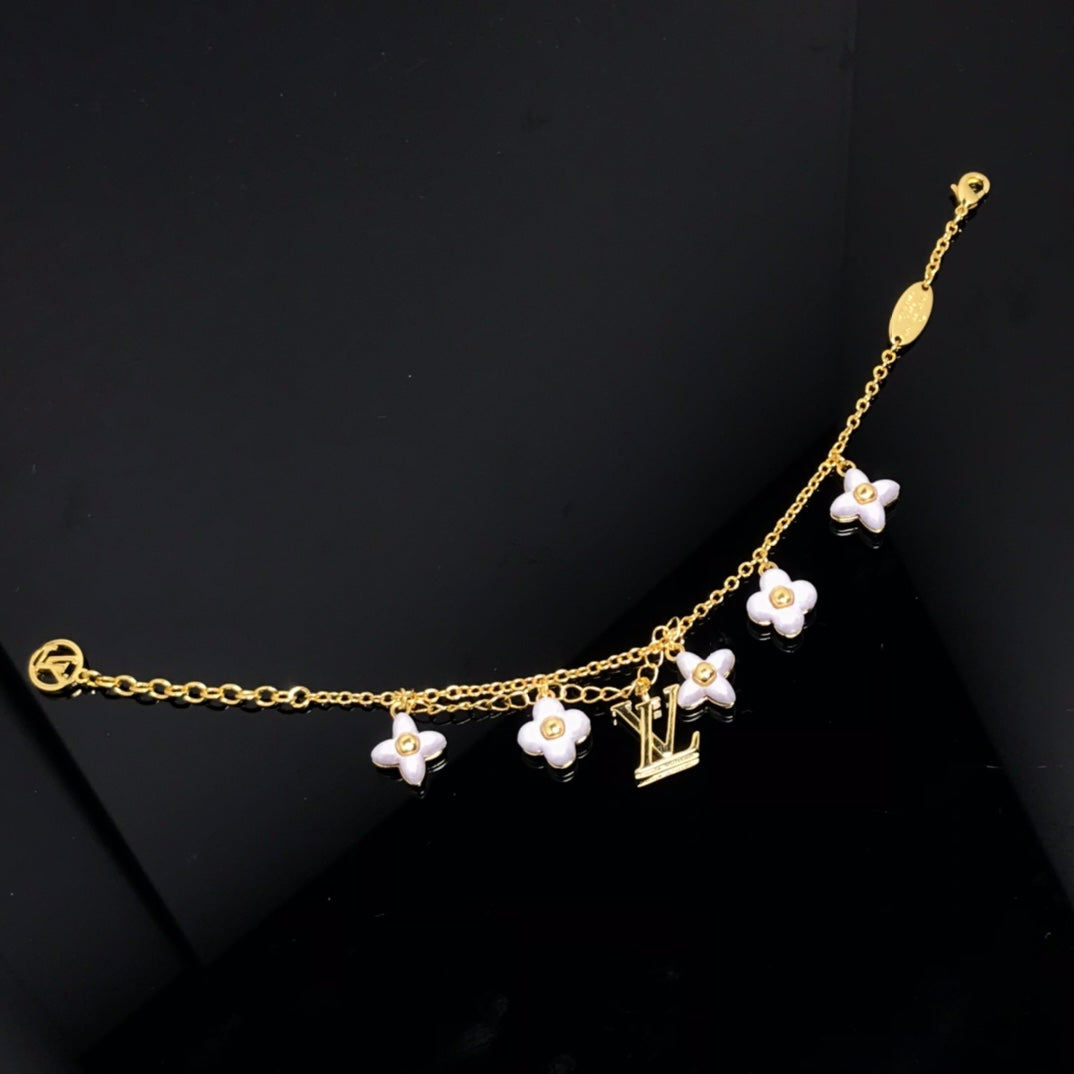 [Perla Lux]LOGO 6 MOTIF STAR AND SUN GOLD BRACELET