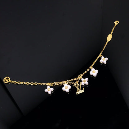 [Perla Lux]LOGO 6 MOTIF STAR AND SUN GOLD BRACELET