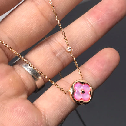 [Perla Lux]COLOR BLOSSOM PINK MOP SUN GOLD NECKLACE