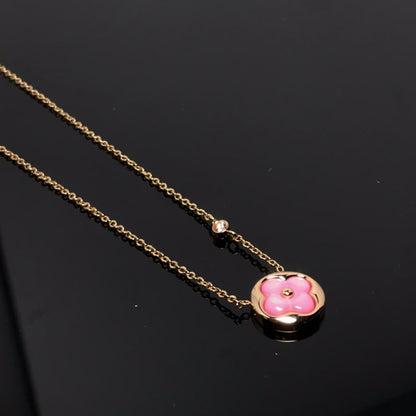 [Perla Lux]COLOR BLOSSOM PINK MOP SUN GOLD NECKLACE