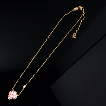 [Perla Lux]COLOR BLOSSOM PINK MOP SUN GOLD NECKLACE