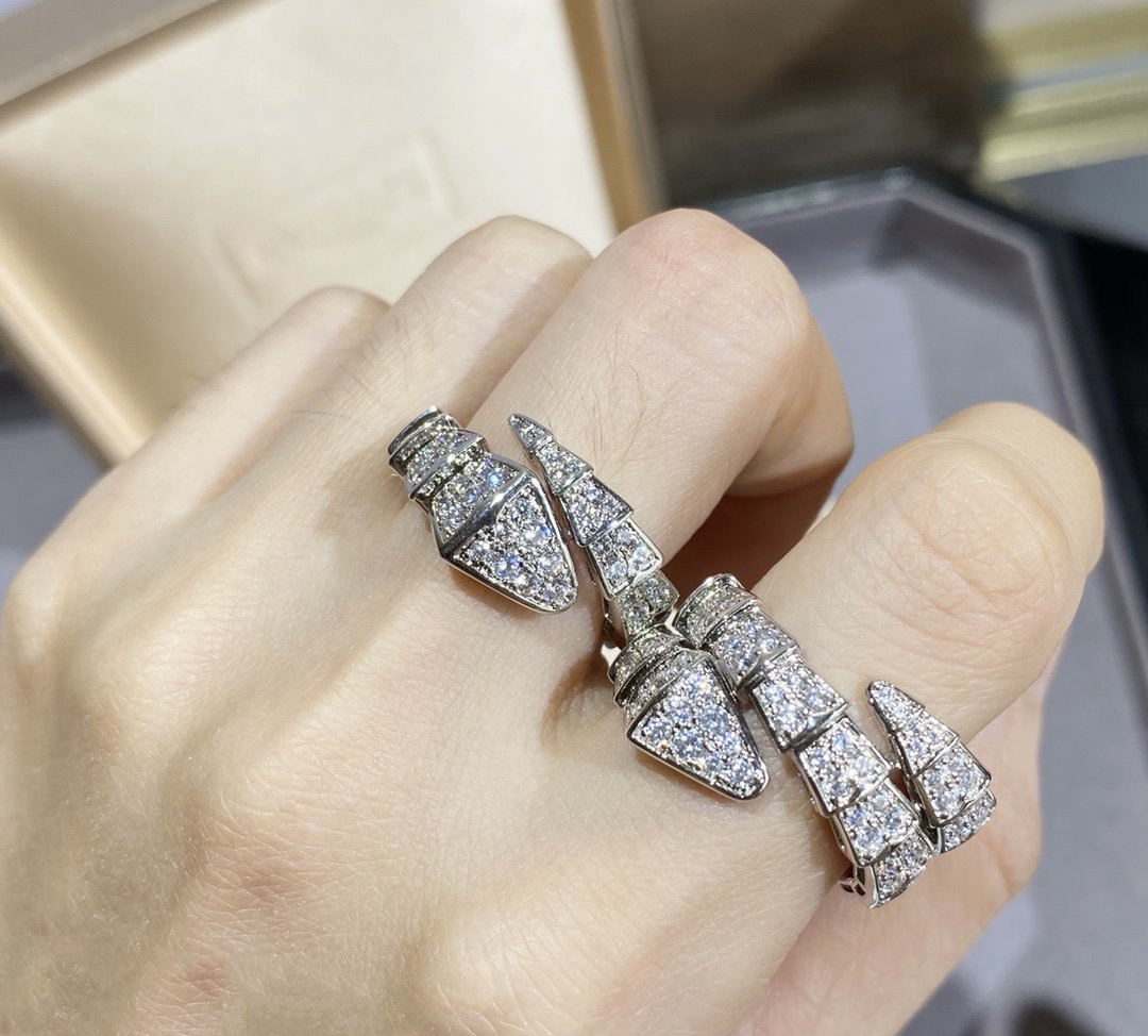 [Perla Lux]SERPENTI LARGE RING SILVER DIAMOND PAVED