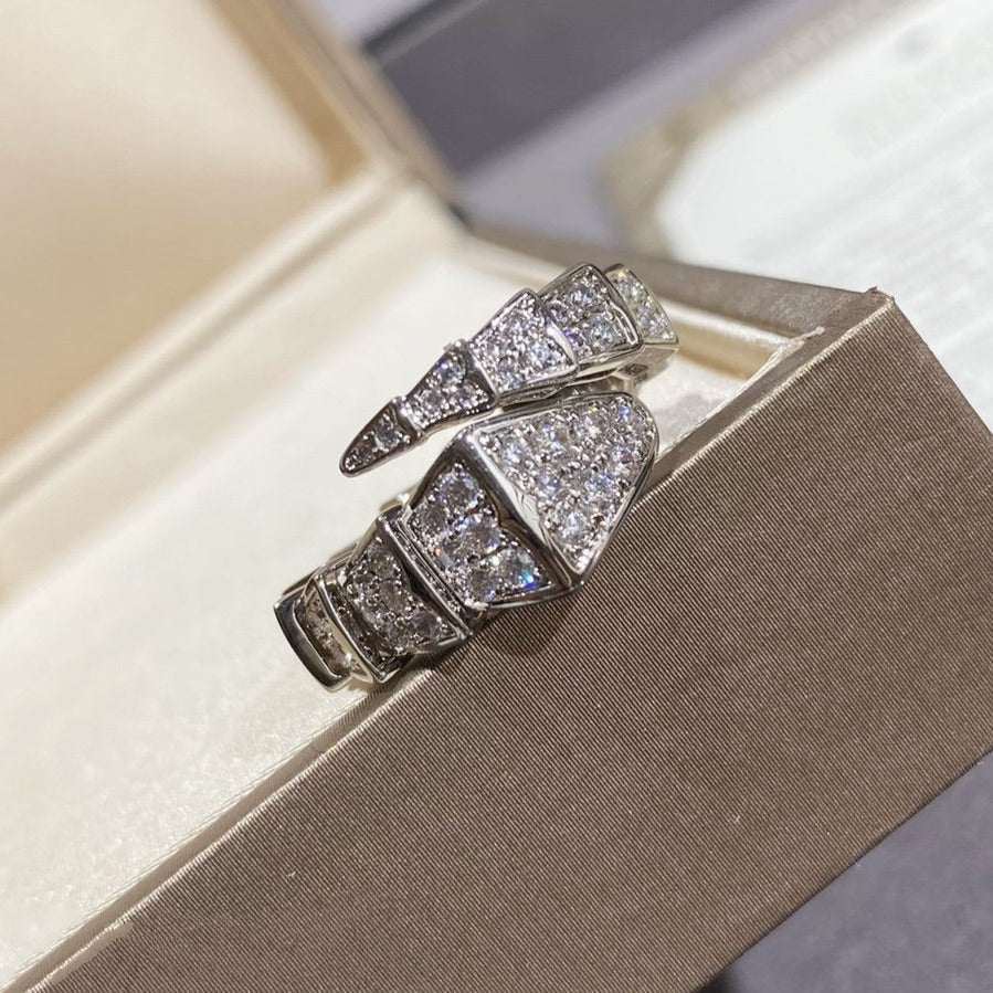 [Perla Lux]SERPENTI LARGE RING SILVER DIAMOND PAVED