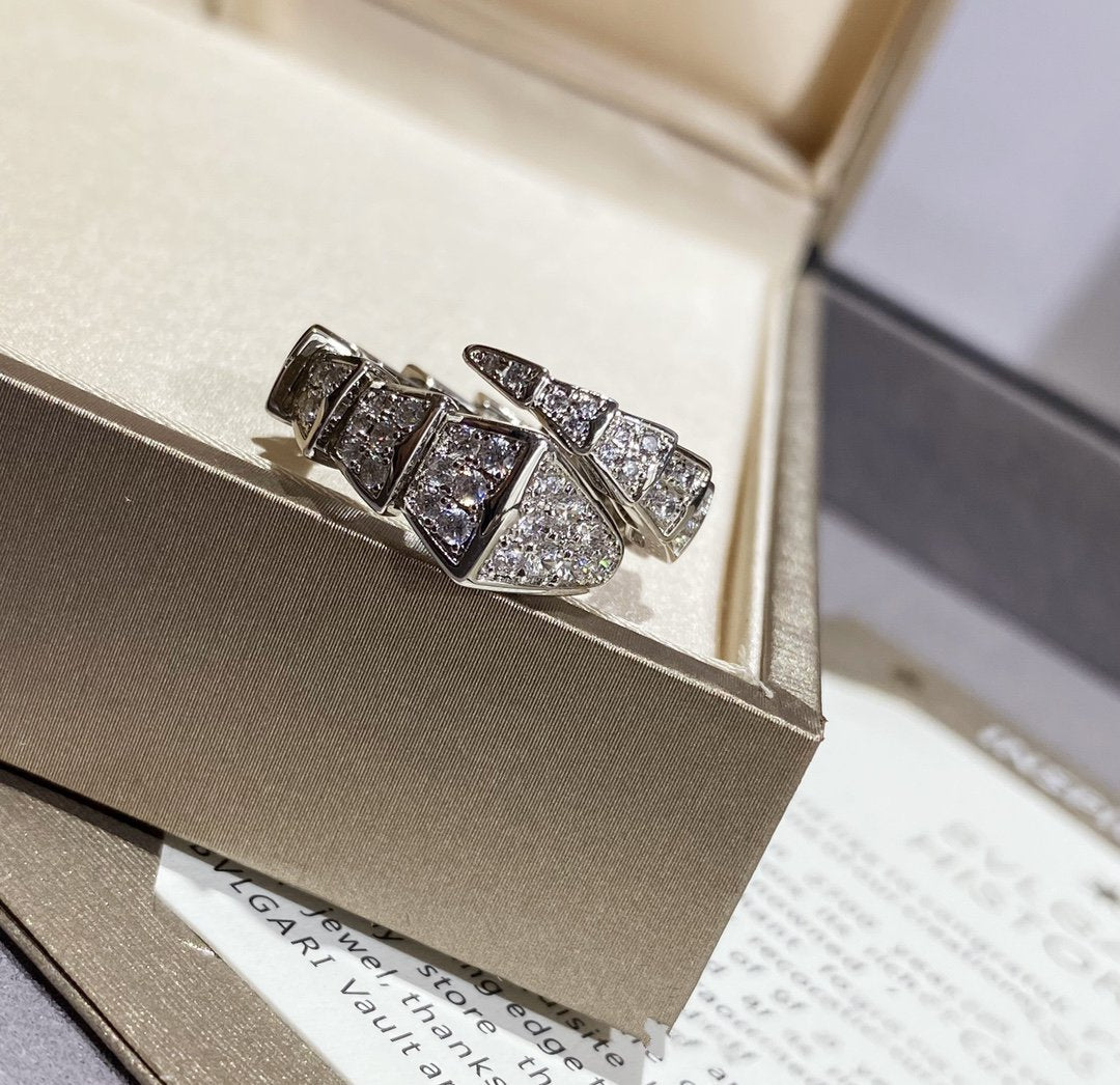 [Perla Lux]SERPENTI LARGE RING SILVER DIAMOND PAVED