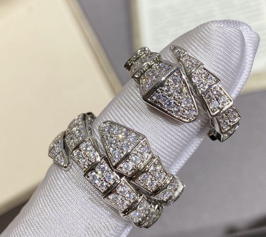 [Perla Lux]SERPENTI LARGE RING SILVER DIAMOND PAVED