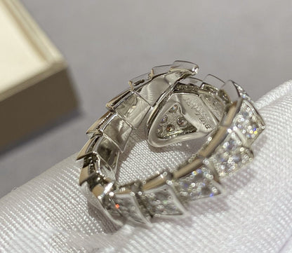 [Perla Lux]SERPENTI LARGE RING SILVER DIAMOND PAVED