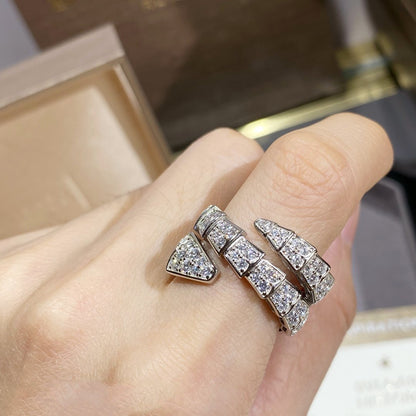 [Perla Lux]SERPENTI DOUBLE RING SILVER DIAMOND PAVED