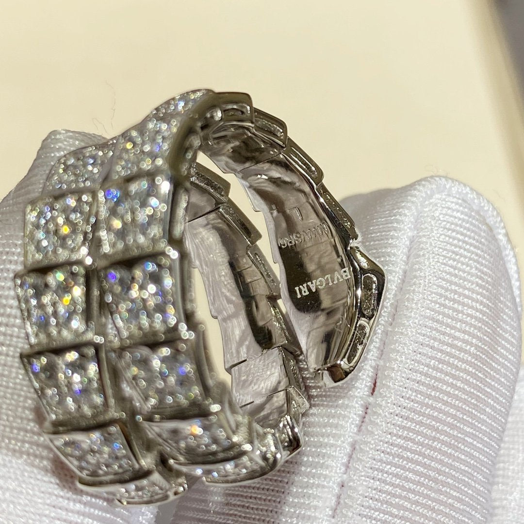 [Perla Lux]SERPENTI DOUBLE RING SILVER DIAMOND PAVED
