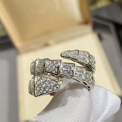 [Perla Lux]SERPENTI DOUBLE RING SILVER DIAMOND PAVED